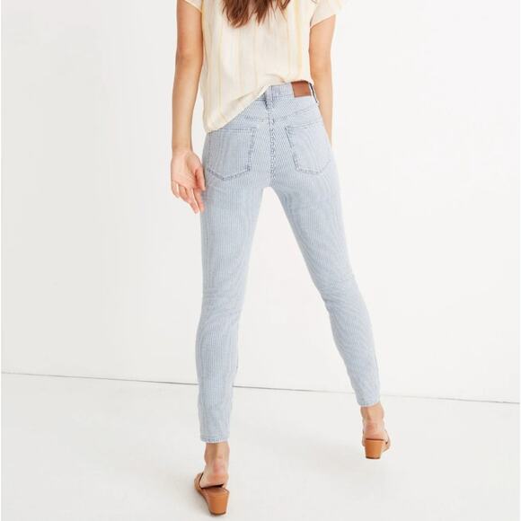 Madewell Piper Stripe 10" High Rise Skinny Crop Jeans 32 - Picture 2 of 13
